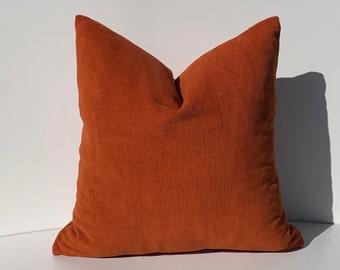Orange Chenille Textured Pillow Cover, Orange Decorative Pillow, Bedroom and Living Room  Chenille Pillows, Orange Euro Sham Pillow Cover
