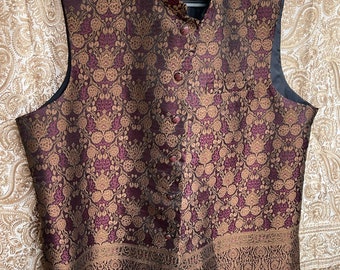 Men's Wedding Style Formal Jamawar Banarsi Waistcoat, Handmade waistcoat, High Quality, Sleeveless jacket, Pakistani Indian Men Fancy Style