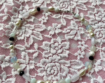 black and white beaded necklace