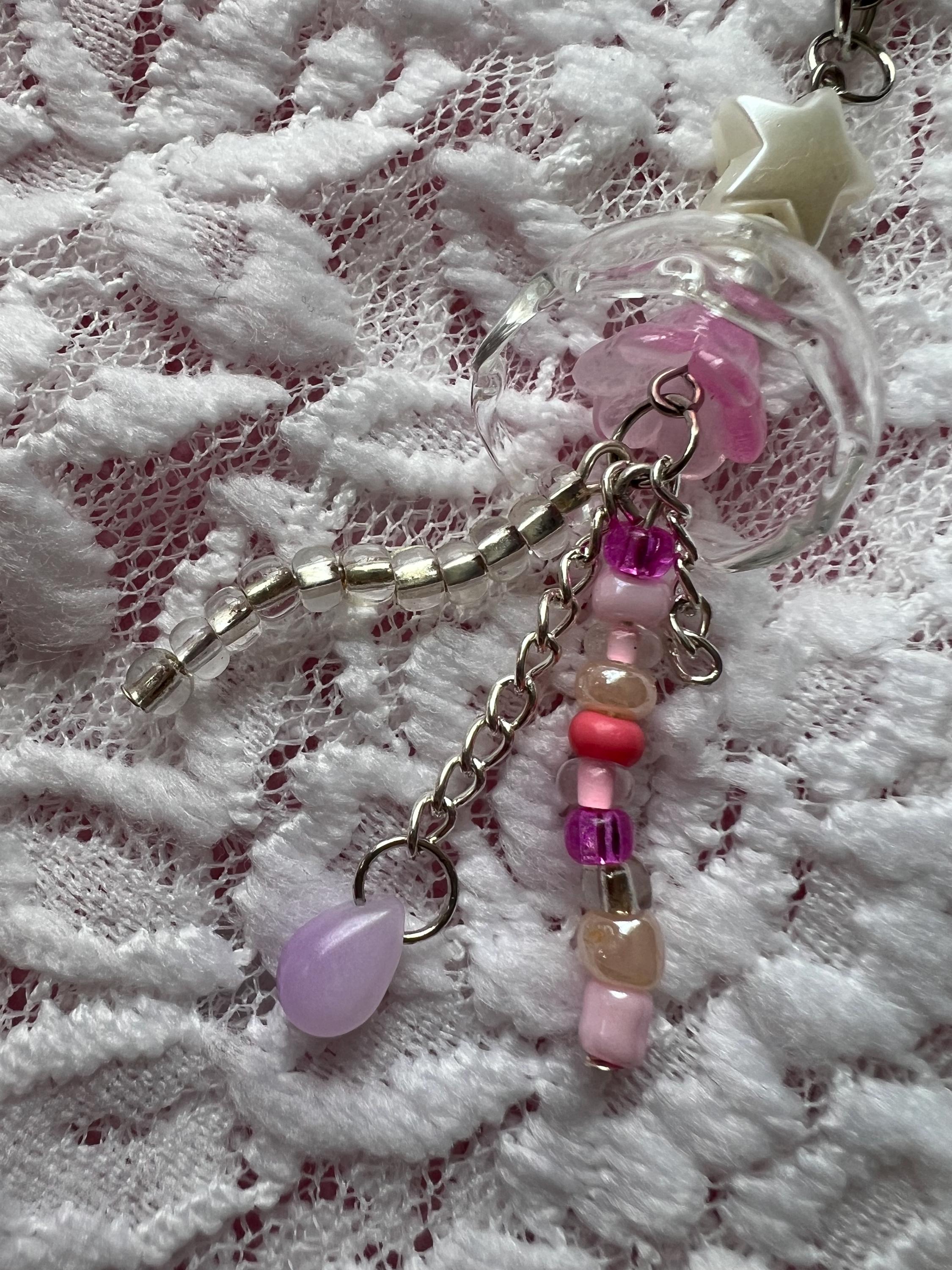 pink jellyfish phone charm
