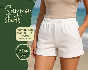 Patrón de costura para shorts de playa de mujer XS–XXXL – Cintura elástica (Descarga digital)