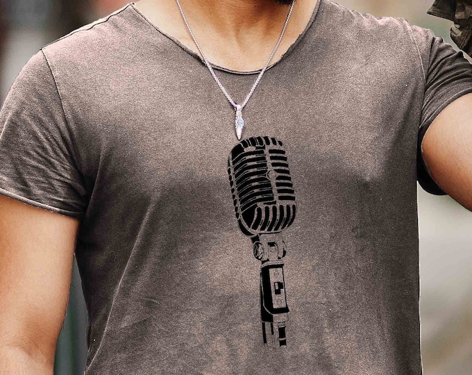 Altes Mikrofon Shirt, Musik Shirt, Musik T-shirt unisex, Musik Liebhaber Geschenk, Musiker Shirt, Musik Geschenke für Unisex, Geschenke für Musikliebhaber
