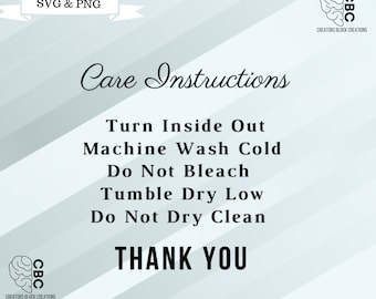 Clothing Care Instructions SVG | Shirt Washing Guide PNG (Digital Download)