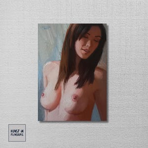 Pintura al óleo ORIGINAL sobre cartón | Dama/Retrato/Desnudo/Erótico | Firmado: BOHDAN MILASH
