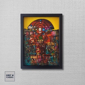 Pintura al óleo ORIGINAL sobre cartón incluye marco | Arte abstracto/moderno/arte callejero