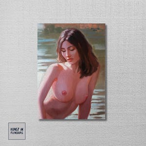 Pintura al óleo ORIGINAL sobre cartón | Dama/Retrato/Desnudo/Erótico | Firmado: BOHDAN MILASH