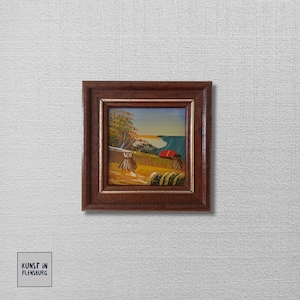 PEQUEÑO CUADRO AL ÓLEO ORIGINAL sobre cartón incluye marco | miniatura | Paisaje/Naturaleza | 11 x 11 cm