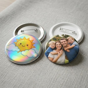 Personalized Photo & Logo Badge - Custom Made Macaron Pin 25-75mm High Quality Handmade Brooch Pin for Clothing, Gifts, Events