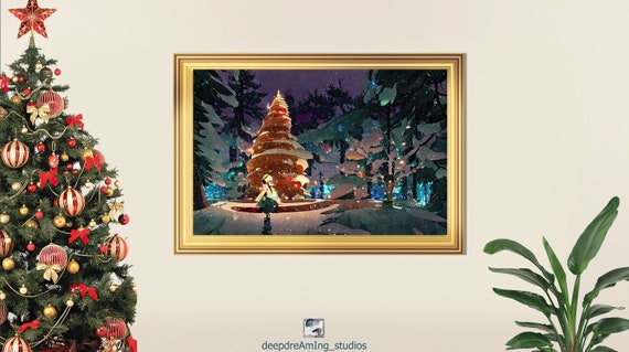 Christmas Tree Anime Magical Winter Forrest Christmas Wall - Etsy Christmas Tree Anime Magical Winter Forrest Christmas Wall - Etsy