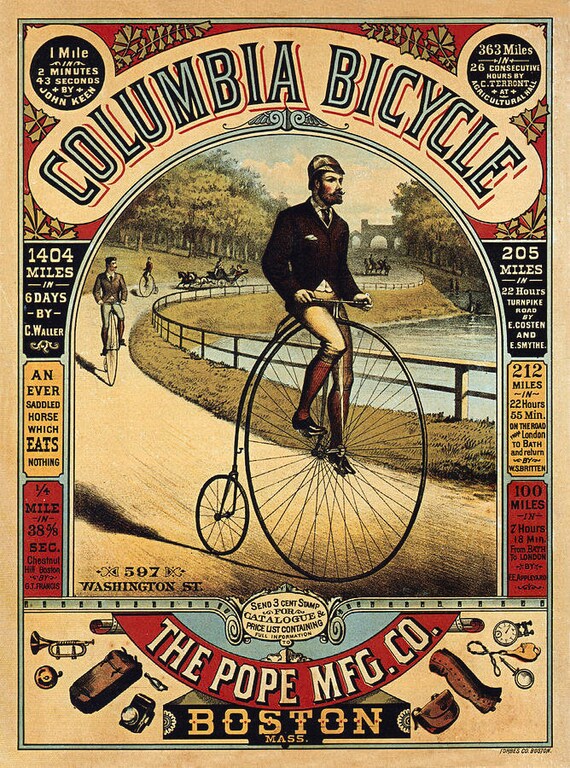 Vintage 3 Wheel Bike Poster Etsy