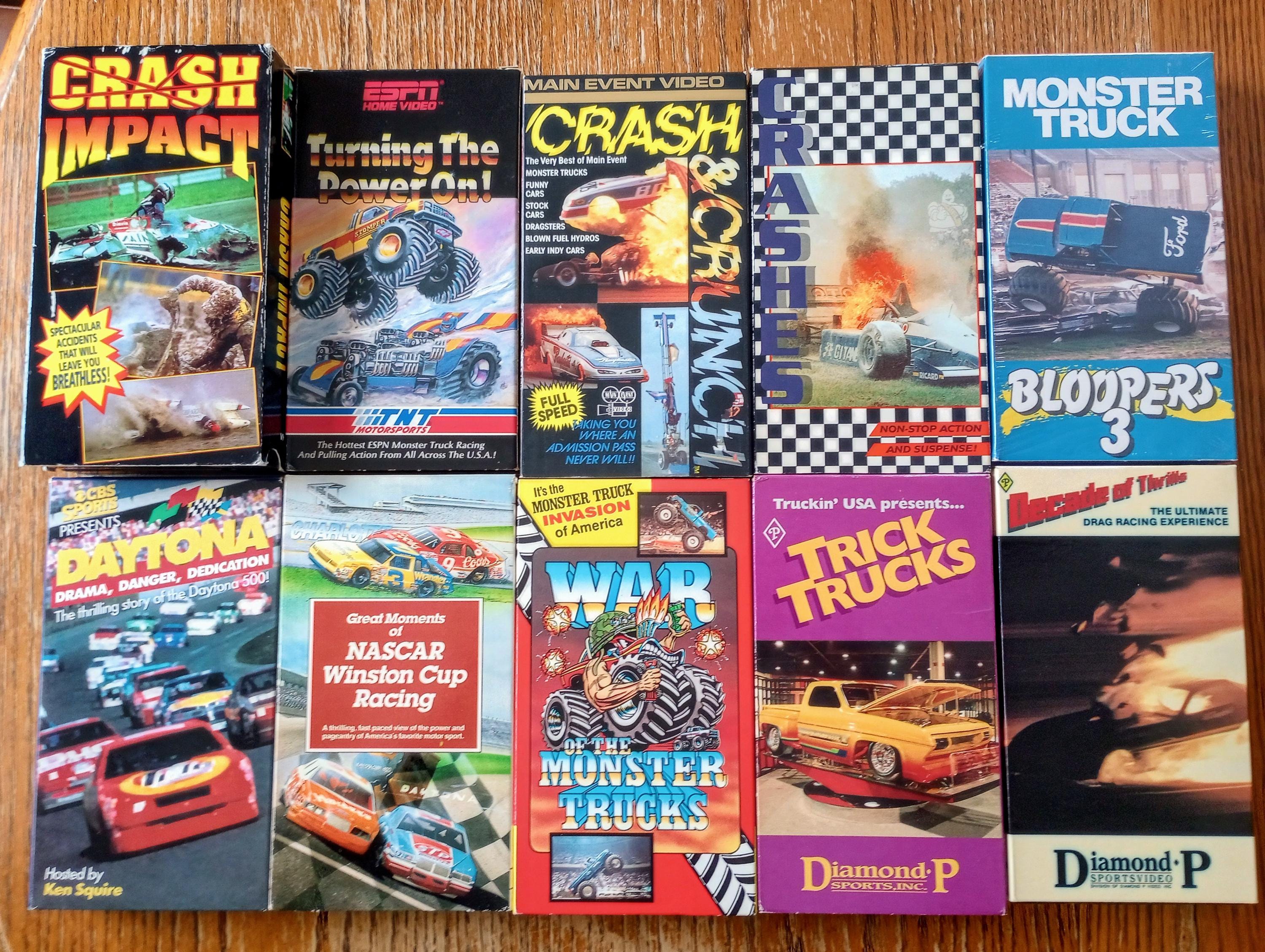 NASCAR Crashes, Monster Trucks & Drag Racing Huge VHS Lot - 10