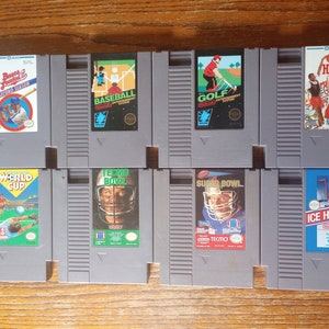 Sports NES Lot - 8 Games (Tecmo Bowl, Golf, Hoops, Ice Hockey)