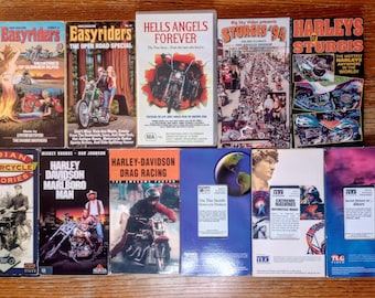 Motorcycle VHS Lot 11 Tapes - Sturgis, Harley Davidson, Hells Angels