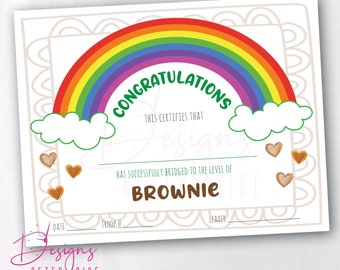 Girl Scout Brownie Bridging Ceremony Certificado Descarga digital Instantánea imprimible Daisy a Brownie