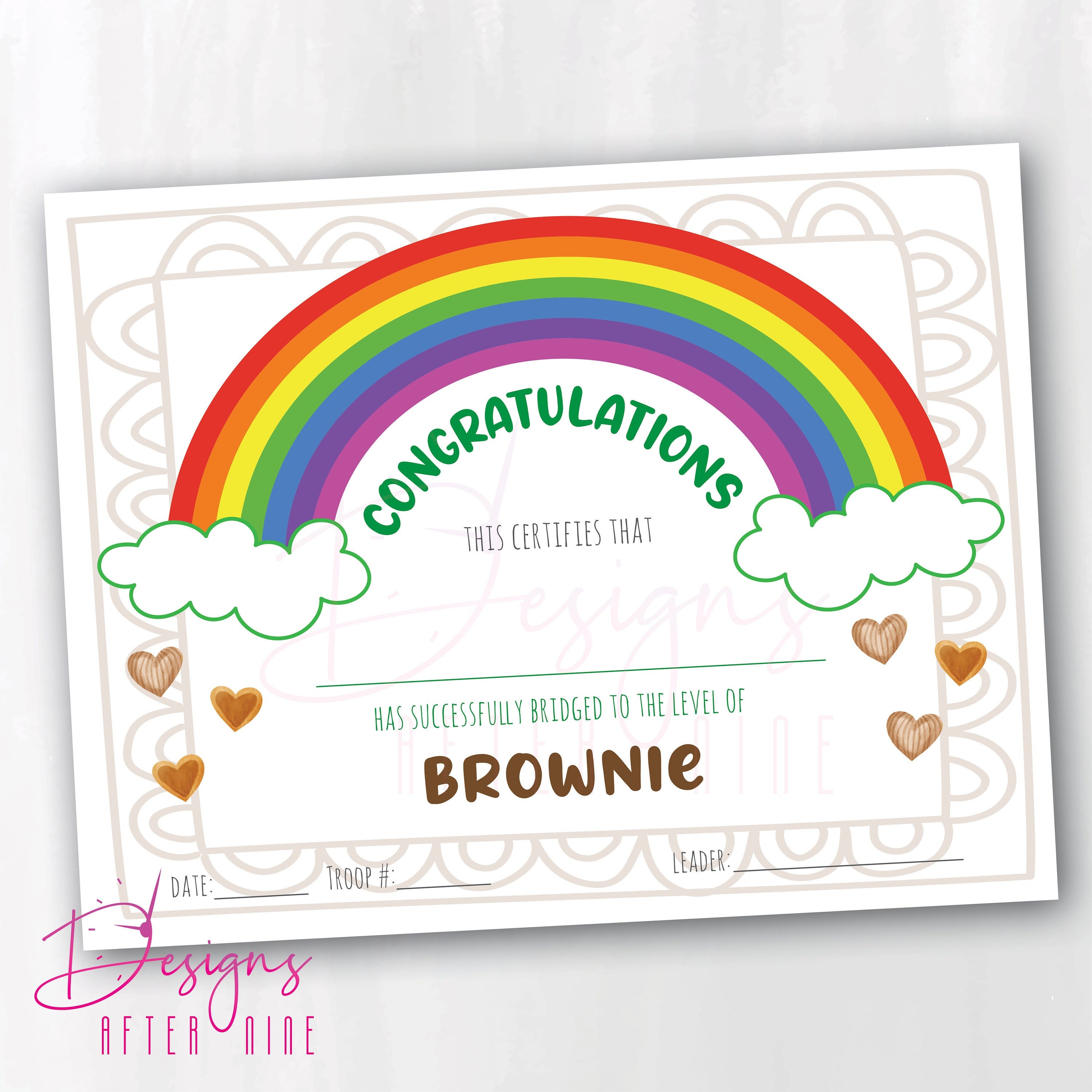 Girl Scout Brownie Bridging Ceremony Certificate Digital Download ...
