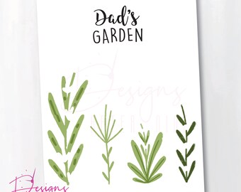 Dad Daddy Flower Garden Personalized Fathers Day Gift Birthday Gift PDF Printable Handprints Instant Download