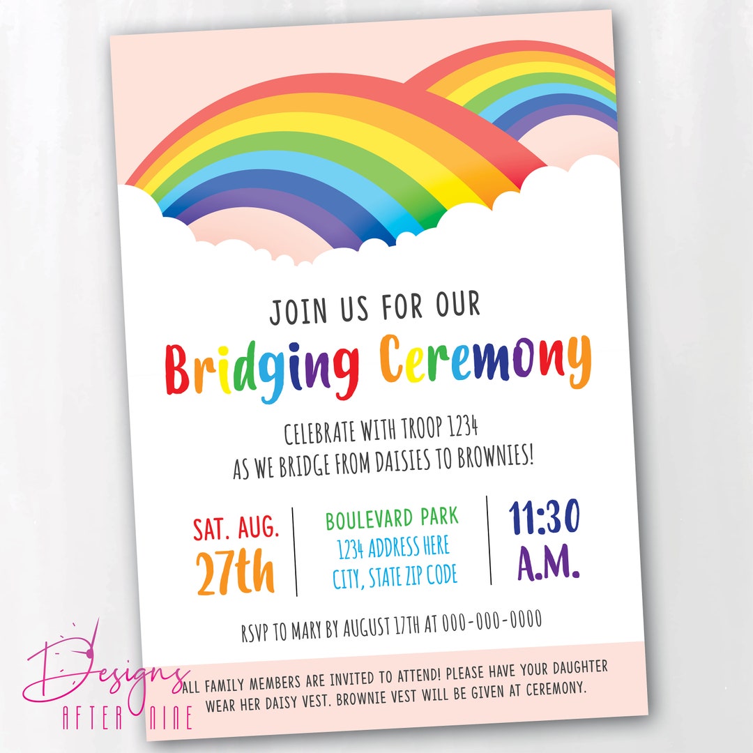 Girl Scouts Bridging Ceremony Invitation Digital Printable PDF JPG girl-scouts-bridging-ceremony-invitation-digital-printable-pdf-jpg