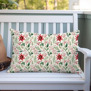 Christmas Poinsettia Lumbar Pillow, Holiday Decor, Festive Throw Pillow, Seasonal Home Accent, Christmas Floral Pillow, Winter Decor