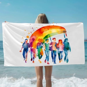 Gay Pride, Beach Towel, Lesbian Pride, Beach Blanket, LGBTQ, Pride Merch, Rainbow Towel, Pride Month,Beach Towel For Women and Men