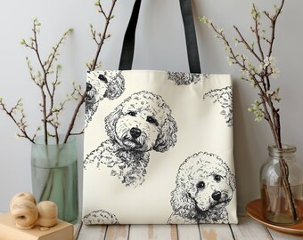 BlackWhite Poodle Tote Bag, Dog Mom Tote Bag, Dogs Tote Bag, Dog Lover, Dog Lover Gift, Dog Lovers, Dog Lover Gift For Her, Dog Mom Era