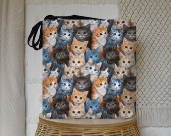 Cat Faces Tote Bag: Polyester Cat Lover Gift