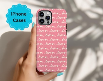Pink Love Hearts iPhone Case, Trendy Phone Accessory