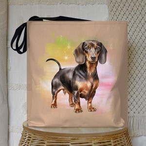 Dachshund Portrait Tote Bag - Cute Wiener Dog Lover Carryall, Doxie Print Beach Tote, Animal Lover Shoulder Bag, Pet Owner Gift, Reusable