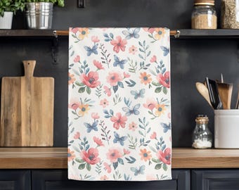 Watercolor Floral Tea Towel: Spring Garden Kitchen Decor