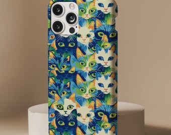 Colorful Cat Pattern Phone Case: iPhone, Samsung, Pixel