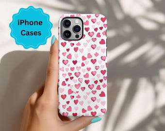 Red Hearts iPhone Case, Aesthetic Phone Accessory
