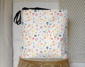 Paw Print Tote Bag: Floral Pet Lover Accessory