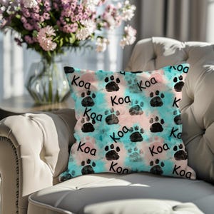 Paw Print Decorative Pillow, Cozy Pet Lover Cushion, Dog Cat Home Decor, Animal Prints Accent Pillow, Unique Gift for Animal Lovers