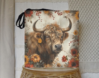 Highland Cow Tote Bag: Rustic Farmhouse Style Market Shopper