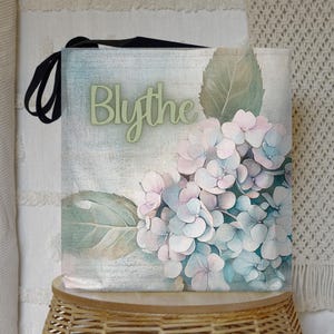 Personalized Hydrangea Tote Bag: Abstract Floral Print, Customizable Market Bag