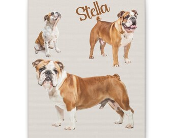 Personalized Bulldog Canvas Print, Custom Pet Portrait, Dog Lover Gift