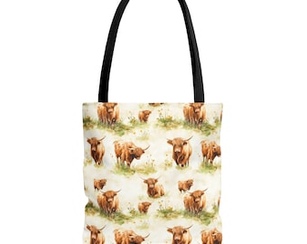 Highland Cow Tote Bag | Heltäckande tryck