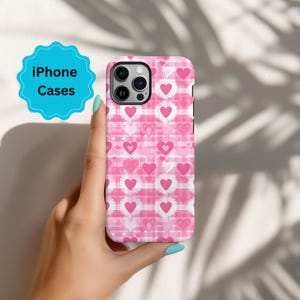 Valentine Pink Hearts iPhone Case For iPhones, 16 to iPhone 8 Plus, Cool Phone Case For Women,Trendy Aesthetic Phone Accessories