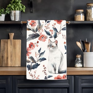 Cute Cat-Themed Tea Towels for Mother's Day,Cat Mom Mother's Day Tea Towel, Cat Lovers and Moms Kitchen Towel, Cat Mom Towel, Cat Mom Towel