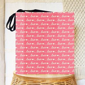 Pink Love Tote Bag - Stylish Shoulder Carryall for Women, Romantic Reusable Shopping TOTE Valentine&#39;s Day Gift Accessory, Eco-Friendly
