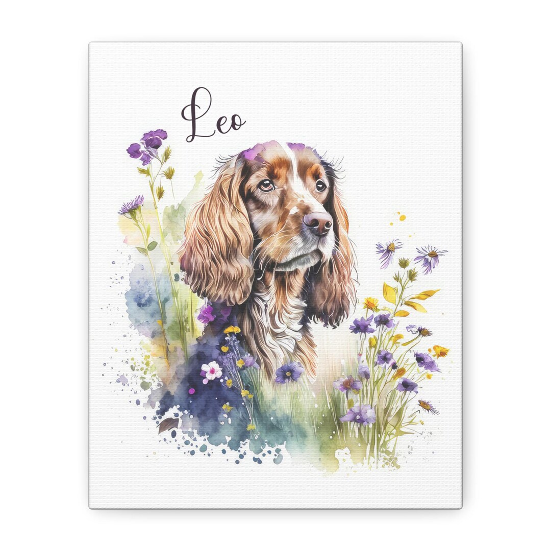 Watercolor Cocker Spaniel Canvas Print, Floral Dog Lover Wall Art - Etsy