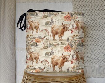 Highland Cow Tote Bag: Scottish Cattle Design, Reusable Grocery Tote