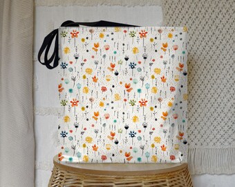 Paw Print Tote Bag: Colorful Floral Pet Lover Gift