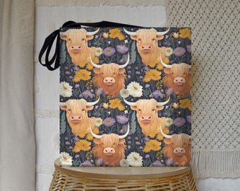Highland Cow Tote Bag: Rustic Farmhouse Style Market Shopper