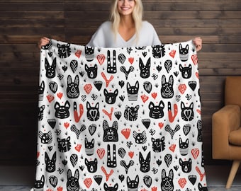 Pet Paw Print Microfiber Blanket: Playful Dog Lover Throw