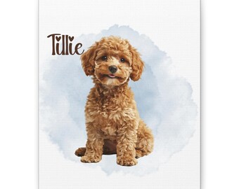 Doodle Dog Portrait Canvas Print, Dog Lover Gift