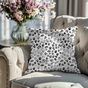 Paw Print Decorative Pillow, Cozy Pet Lover Cushion, Dog Cat Home Decor, Animal Prints Accent Pillow, Unique Gift for Animal Lovers
