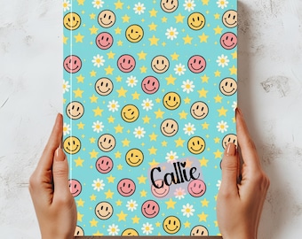 Diario personalizado con cara sonriente, regalo de diario con garabatos para niños
