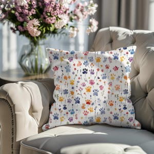 Paw Print Decorative Pillow, Cozy Pet Lover Cushion, Dog Cat Home Decor, Animal Prints Accent Pillow, Unique Gift for Animal Lovers