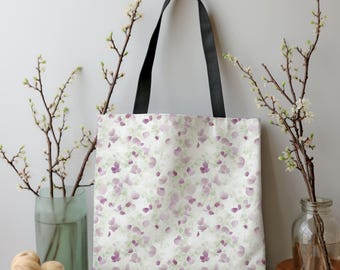 Floral Leaves Tote Bag: Soft Pastel Polyester Shopping Tote
