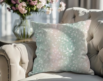 Botanical Leaves Throw Pillow: Colorful Floral Design, Double-Sided Print